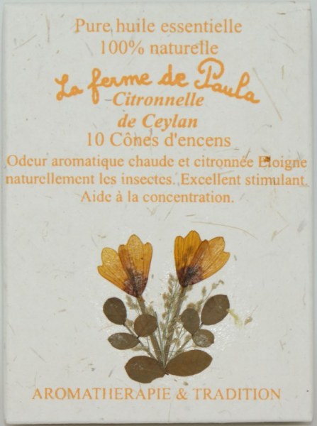 Citronnelle de Ceylan Bio - Cônes d'encens
